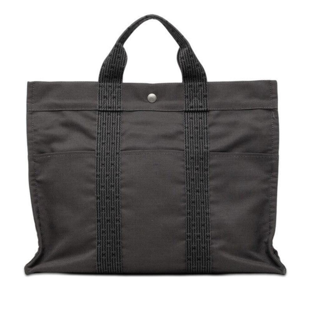Hermes Canvas Herline MM Tote Bag Gray